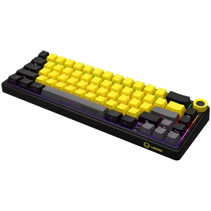Teclado gaming mecánico LORGAR KBP70MW 65% negro amarillo distribución EN