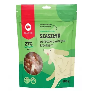 MACED Tiras de piel cruda envueltas de conejo - masticable para perros - 500 g