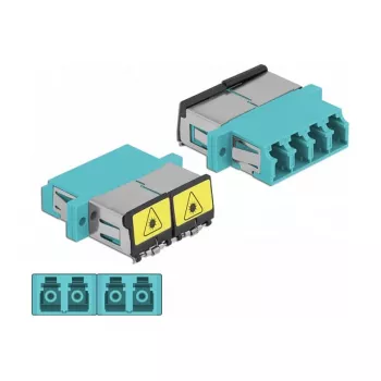 Acoplador de fibra óptica DeLOCK 86905 LC cuádruple hembra a LC cuádruple hembra multimodo aqua