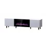 Mueble TV Cama Meble PAFOS EF con chimenea eléctrica 180×42×49 cm, blanco mate