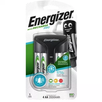 Cargador de baterías Energizer Pro Charger AC de 4 canales para AA/AAA NiMH, 100–240 V, 2000 mAh incluidos