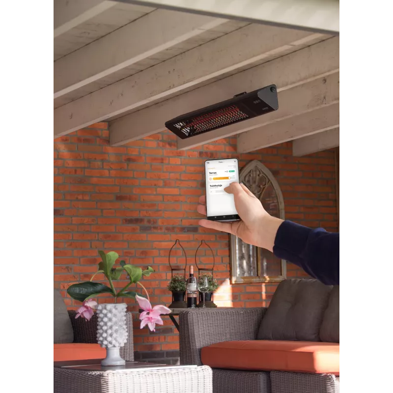 Calefactor infrarrojo SUNRED PRO25W-SMART, montaje en pared triangular oscuro, 2500 W, negro, IP55
