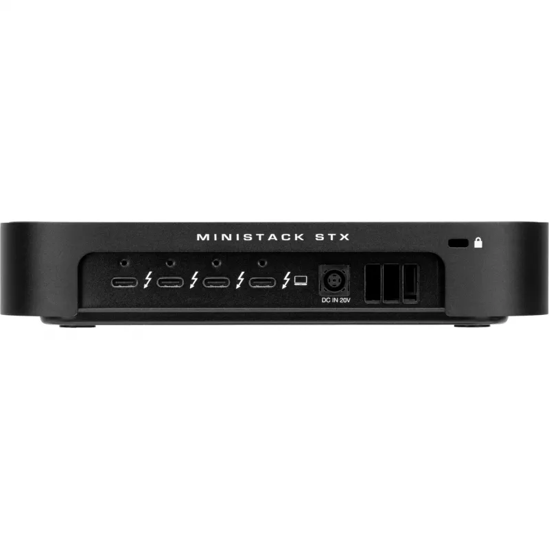 OWC miniStack STX Carcasa de almacenamiento Thunderbolt 4 con hub, SATA de 3,5 pulgadas + M.2 NVMe, Negro