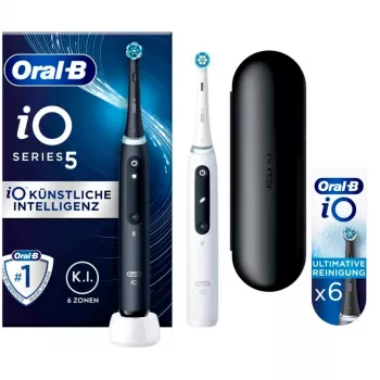 Oral-B iO Series 5 Duo, cepillo de dientes eléctrico negro/blanco, Matt Black/Quite White incl. 2.º mango