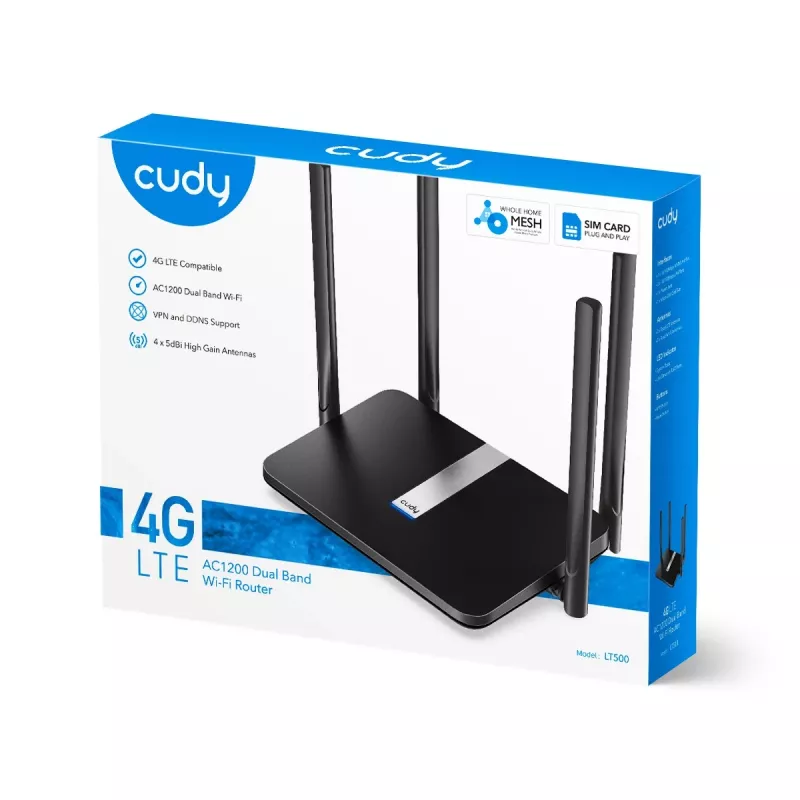 Router wifi Cudy LT500 Fast Ethernet dual band (2,4 GHz / 5 GHz) 4G negro