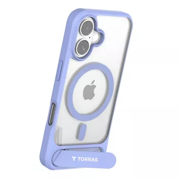 Funda protectora Torras Pstand Series para iPhone 16 — azul, perfil delgado con soporte integrado