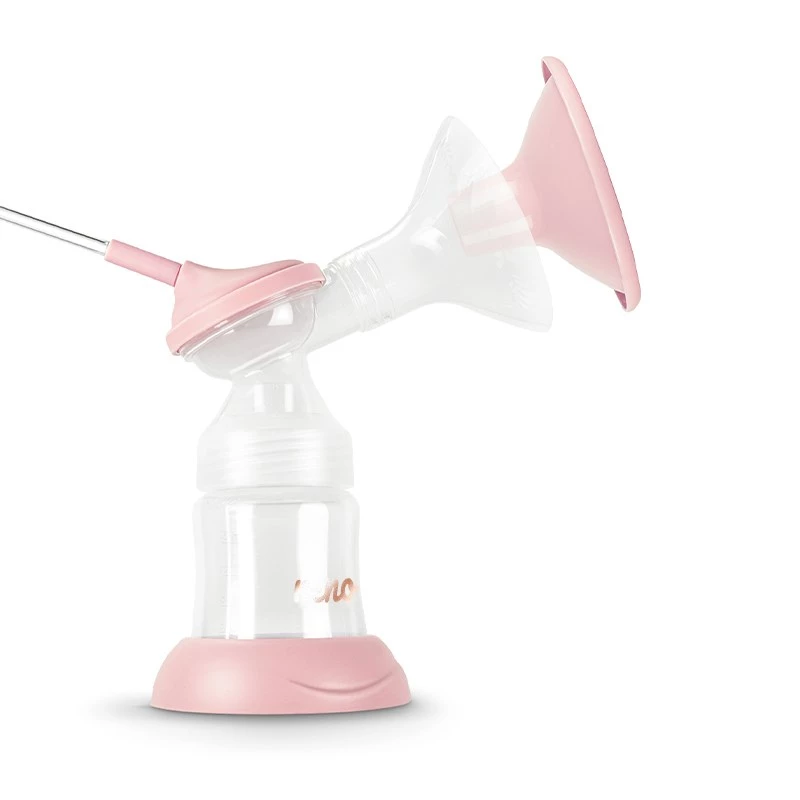 Sacaleches eléctrico neno Bella Twin – electrónico, biberones de 150 ml, 6 niveles de estimulación / 9 de succión, batería de Li-Ion USB, rosa/transparente