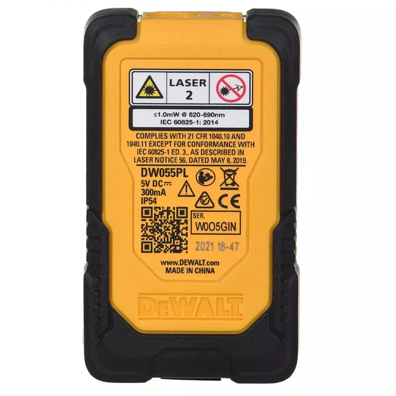 DeWALT DW055PL-XJ medidor láser de distancias, alcance de 16 m, negro/amarillo