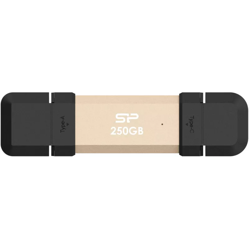 Silicon Power DS72 SSD portátil tipo pendrive de 250 GB, USB 3.2 Gen 2, USB-A/USB-C, dorado