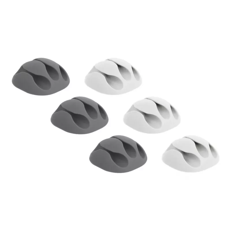 DeLOCK con 3 pasacables - set de sujetacables - montaje en mesa, montaje en superficie, apto para montaje en pared - gris, blanco (18297)