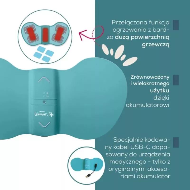 Aparato de relajación menstrual Beurer EM 55 con tecnología TENS para aliviar dolores abdominales