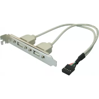 Soporte de montaje interno USB 2.0 ShiverPeaks 75620 con 2 conectores Type-A y conector de placa base de 10 pines
