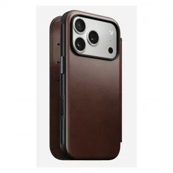 Funda para móvil Nomad Modern Leather Folio para iPhone 17 Pro, cuero/aluminio, 16 cm (6,3