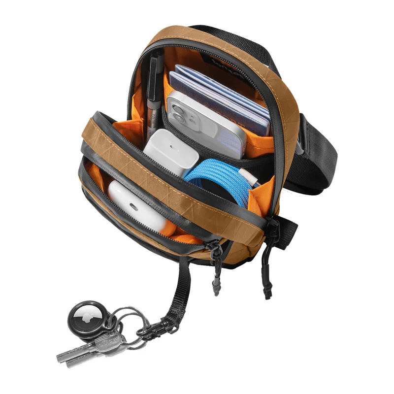 Bolsa de viaje Tomtoc Aviator-T37 con correa de hombro, tejido X-Pac, marrón