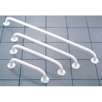 Barra de apoyo metálica para el baño Mobilex 30 cm — asa de pared, blanca, carga 120 kg, Ø 2,5 cm, distancia a la pared 42 mm