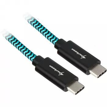 Cable USB 3.2 Gen 2, conector macho USB-C > conector macho USB-C (negro/azul claro, 0,5 metros, con funda)