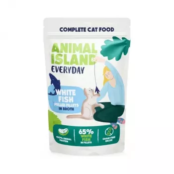 ANIMAL ISLAND Everyday Filetes de pescado blanco en caldo - Comida húmeda para gatos - 12 x 85 g