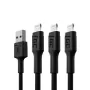 Set de 3 cables Green Cell GC Ray Lightning 200cm con iluminación LED blanca, carga rápida Apple 2.4A