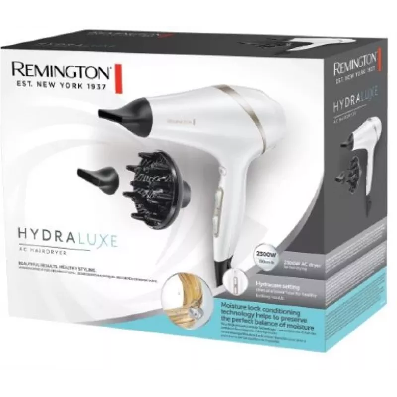 Secador de pelo Remington AC8901 HYDRAlux 2300 W 3 niveles de temperatura función iónica boquilla difusora Blanco