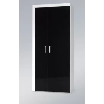 Armario ropero cama meble SAMBA blanco/negro brillo, 900×550×2030 mm, 1 balda