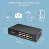Switch Ethernet QOLTEC 52297 PoE RJ45 con uplink PoE y puerto SFP