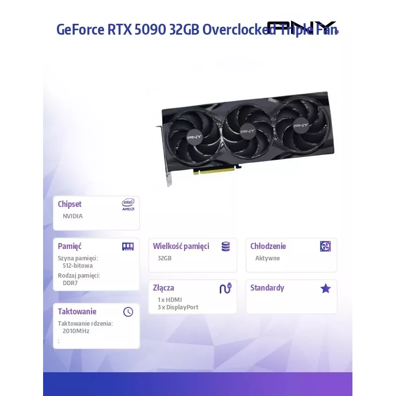 Tarjeta gráfica PNY GeForce RTX 5090 OC 3F 32GB GDDR7