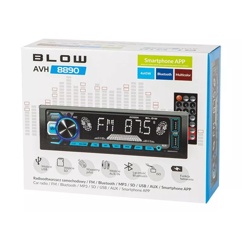 Radio para coche BLOW AVH-8890 FM 45W con Bluetooth, USB, AUX y pantalla LCD