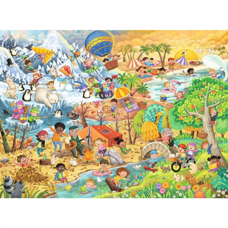 Puzle Ravensburger Four Seasons of Fun — 100 piezas, 2 mm de grosor