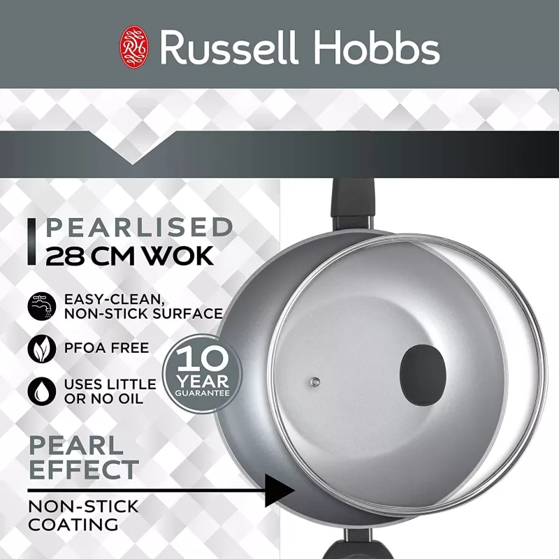 Wok Russell Hobbs RH01709EU 28 cm perlado, sartén antiadherente