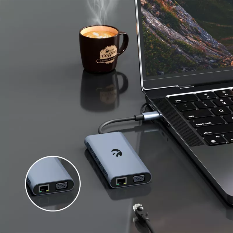 Adaptador USB-C 11 en 1 Hawk HW-HUB1101 — hub multipuerto con 11 conexiones