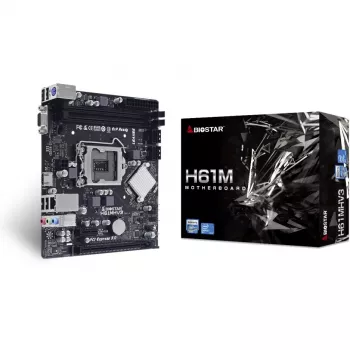 Placa base BIOSTAR H61MHV3 micro ATX, chipset Intel H61, LGA 1155, DDR3, 2x DIMM, 4x SATA II, HDMI, VGA