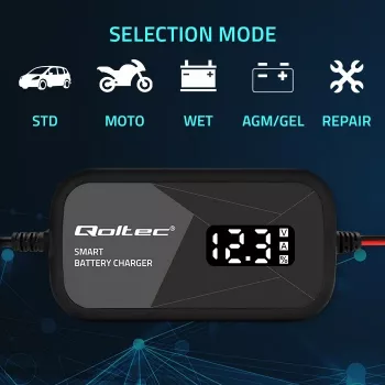 Cargador de baterías QOLTEC 52492 12V 2A con control por microprocesador y regeneración de celdas