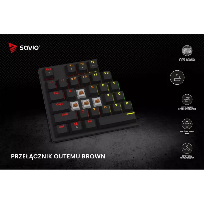 Teclado mecánico Savio RGB Tempest X2 Outemu Brown