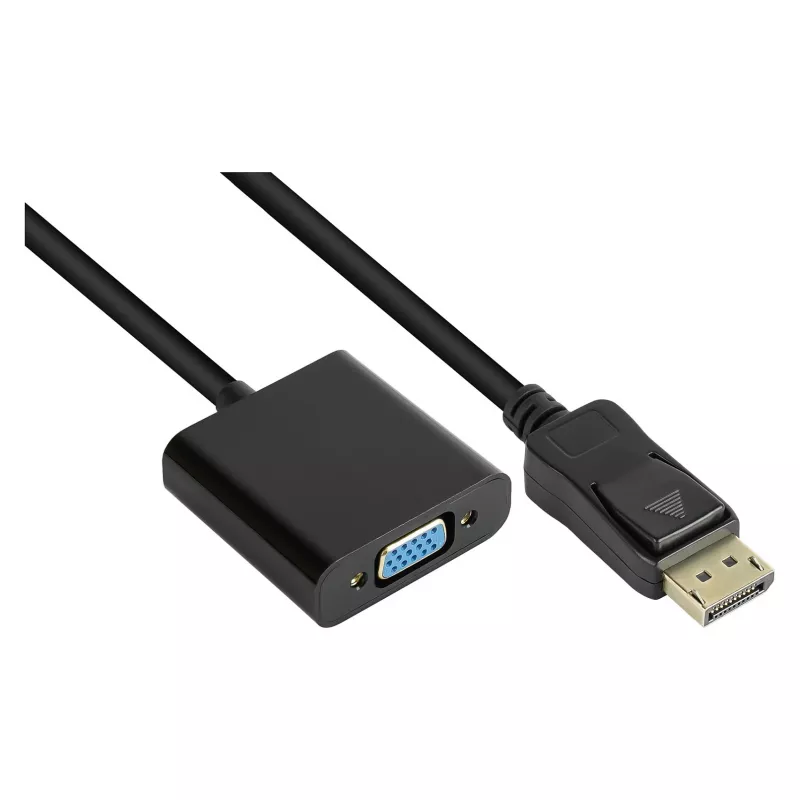 Adaptador DisplayPort macho a VGA hembra, 1920*1200 @60Hz, contactos dorados, aprox. 20cm, Good Conn (DP-AD11)