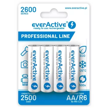 Pilas recargables R6 AA 2600mAh EverActive Professional contenido del paquete 1x blíster