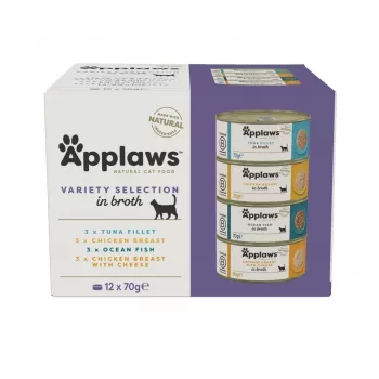 APPLAWS Multipack surtido en caldo - Comida húmeda para gatos - 12x70 g