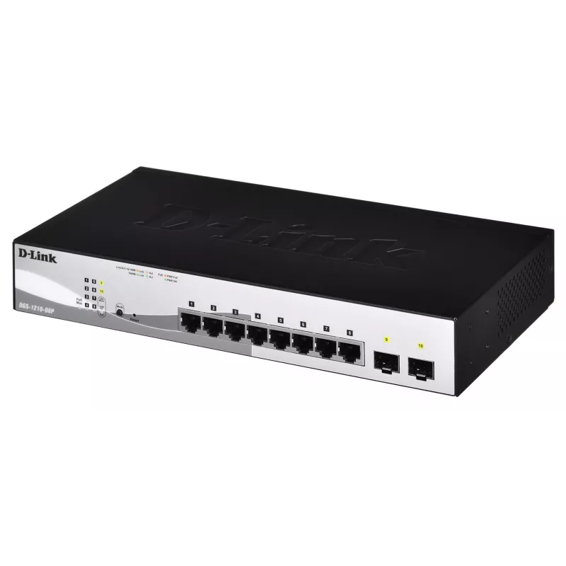 D-Link DGS-1210-08P/E Managed L2 Gigabit Ethernet (10/100/1000) Power over Ethernet (PoE) Negro