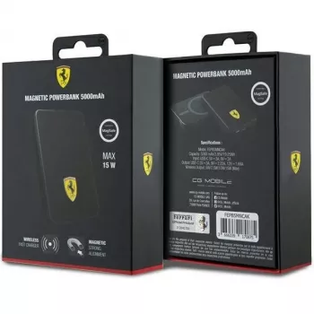 Ferrari Batería de potencia FEPB5MNCAK 15W 5000mAh Negro/Negro Metal Logo MagSafe