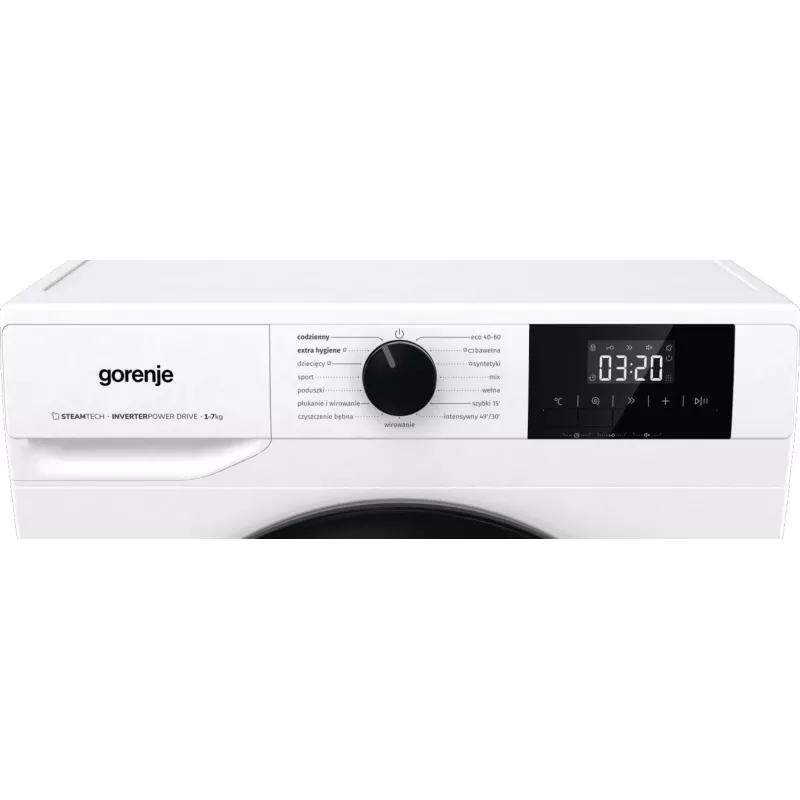 Lavadora independiente Gorenje W3NGPI72SBS, 7 kg, 1200 rpm, motor inverter, vapor, 15 programas, Blanco