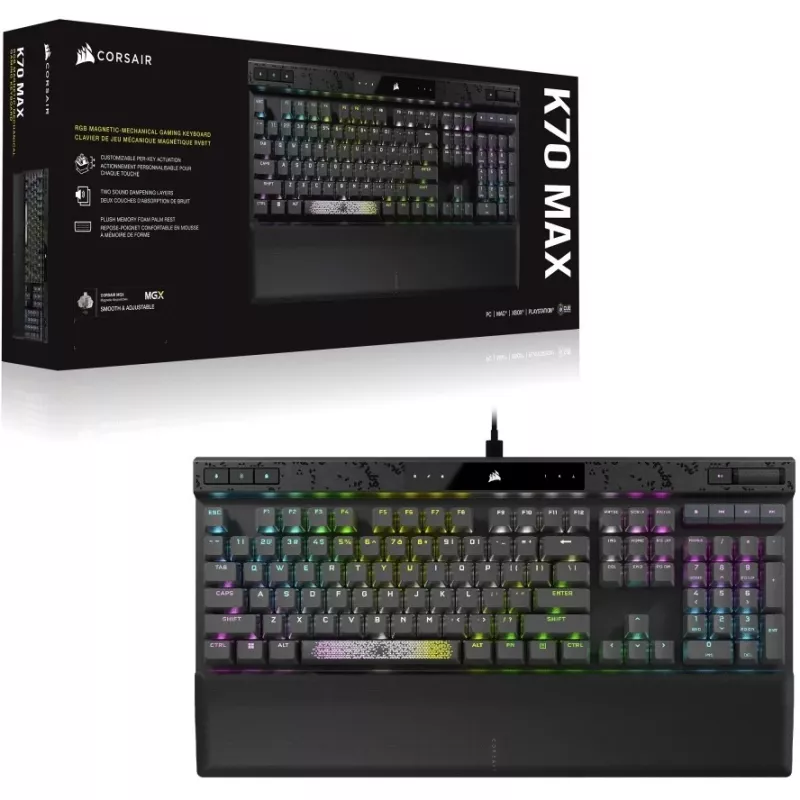 Teclado gaming Corsair K70 MAX USB alemán negro