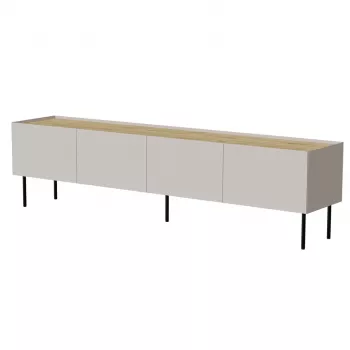 Mueble TV Cama Meble FELLINI 200x40x52 cm, marco cashmere, tablero de roble aceitado