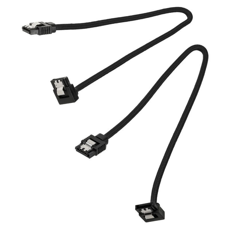 Corsair CC-8900278 cable SATA Premium con malla, acodado, 30 cm, negro, pack de 2