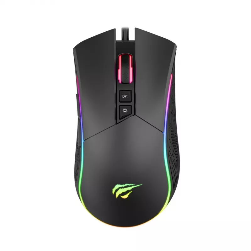 Havit MS1001S - Ratón gaming óptico para diestros, USB Type A, Negro-Gris