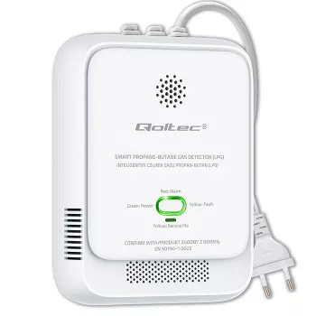 Sensor de fugas de gas QOLTEC 52652 — detector de propano/butano (GLP), alarma 85 dB, indicador LED