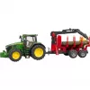 BRUDER John Deere 7R 350 con remolque forestal y 4 troncos