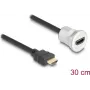 Cable HDMI DeLOCK 88180 0,3 m HDMI tipo A conector macho a conector hembra negro plata