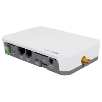 Gateway/controlador MikroTik KNOT LR8G — banda única 2,4 GHz, Ethernet 100 Mbit/s, QCA9531 650 MHz, RS-485, NanoSIM