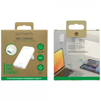 Cargador FlatPlug 65W GaN Dual USB-C blanco