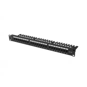 PATCH PANEL 24 PUERTOS 1U 19 CAT.6A UTP CON ORGANIZADOR DE CABLES NEGRO LANBERG