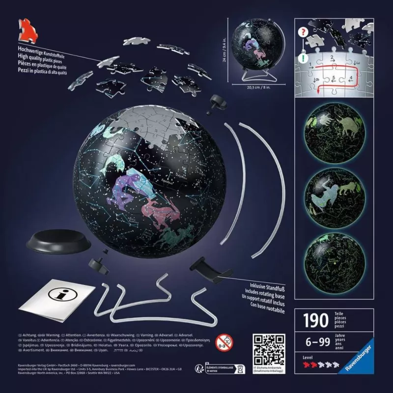 Puzzle 3D bola Star Globe brilla en la oscuridad